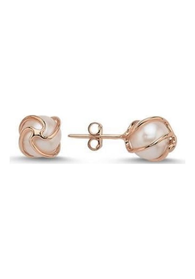 8,5 Mm Kafesli Doğal İnci Küpe Rose Rose