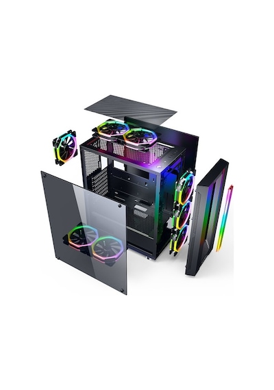 GameBooster GB-G3601B RGB Tempered Glass USB 3.0 Mid Tower Bilgisayar Kasası Siyah GameBooster GB-G3601B RGB Tempered Glass USB 3.0 Mid Tower Bilgisayar Kasası Siyah