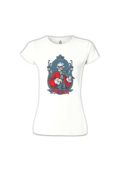 Mozart - Keman Beyaz Kadın Tshirt 001