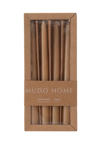 Mudo Home 4lü Şamdan Mum Bej 25cm 1484706