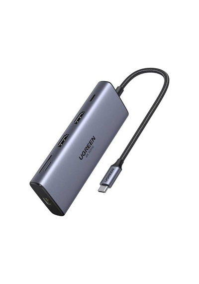 Hub Ugreen 10-en-1 Usb-c 2hdmı 4k60hz 2usb-c3.2 Usb-a3.2 Usb-a3.0 Rj45 Sd Tf Pd100w