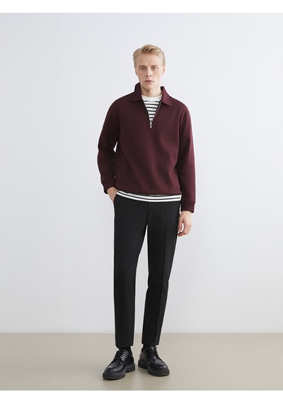 Lcw Vision Bordo Polo Yaka Erkek Kalın Sweatshirt