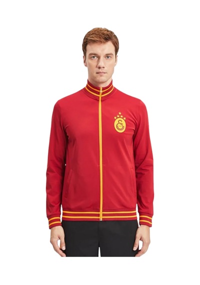 Galatasaray Orijinal Lisanslı Dik Yaka 5 Yıldızlı Fermuarlı Erkek Sweat Kırmızı