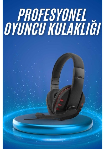 Oyuncu Kulaklığı Kulak Üstü Kablolu Stereo Mikrofonlu Yumuşak Kulak Yastığı -