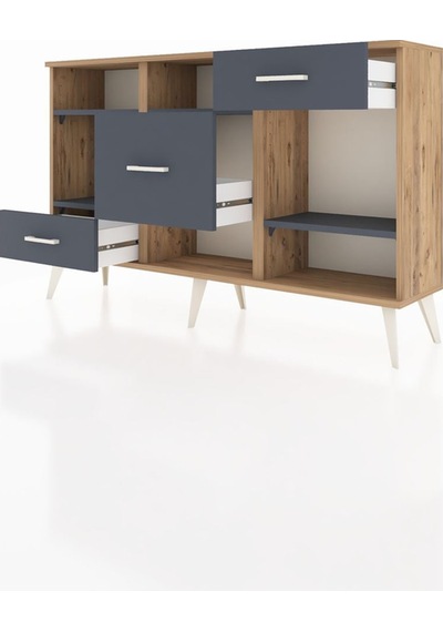 Arges Konsol 4 Raflı 3 Çekmeceli 132x30x83 Çam-antrasit/antrasit Antrasit/antrasit Arges Konsol 4 Raflı 3 Çekmeceli 132x30x83 Çam-antrasit/antrasit Antrasit/antrasit