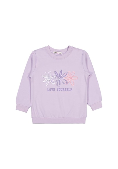 Civil Girls Renkli Çiçek 2-5 Yaş Sweatshirt Lila