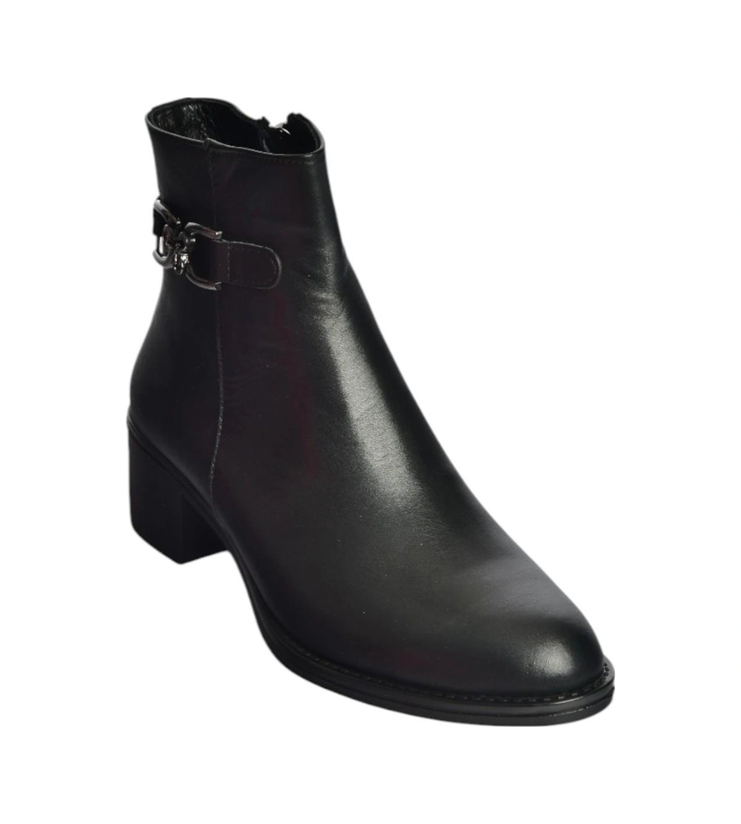 Fox Shoes V555311503 Siyah Hakiki Deri Alçak Topuklu Kadın Bot Siyah-hakiki Deri