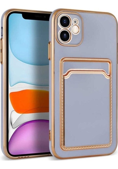 Apple Uyumlu iPhone 12 Kılıf Zore Bark Kartlıklı Kapak Lila