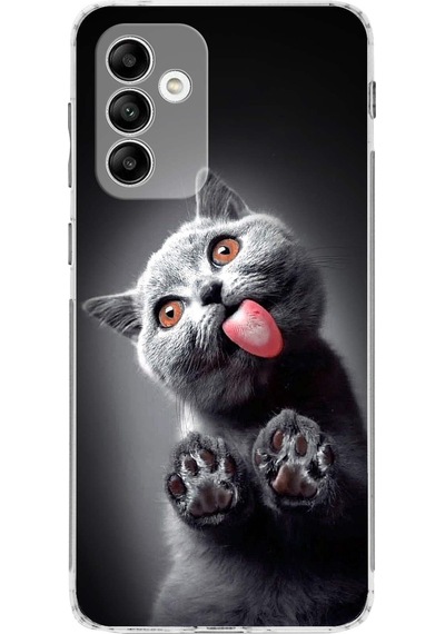 Samsung Galaxy M13 İle Uyumlu Kedi 2 Kamera Korumalı Şeffaf Kılıf Şeffaf