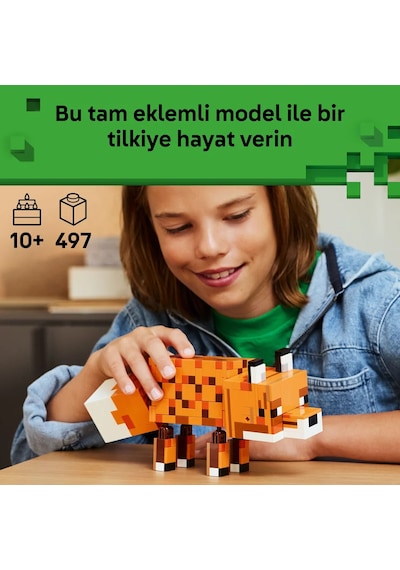 LEGO® Minecraft® Tilki 21588 - 10 Yaş Üzeri Çocuklar için Duruşu Ayarlanabilir Dekoratif Yaratıcı Oyuncak Yapım Seti (497 Parça)