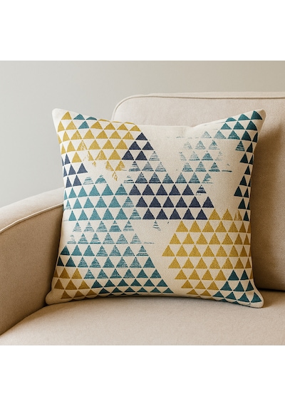 Geometrik Üçgen Desenli Modern Kırlent Kılıfı 45 x 45
