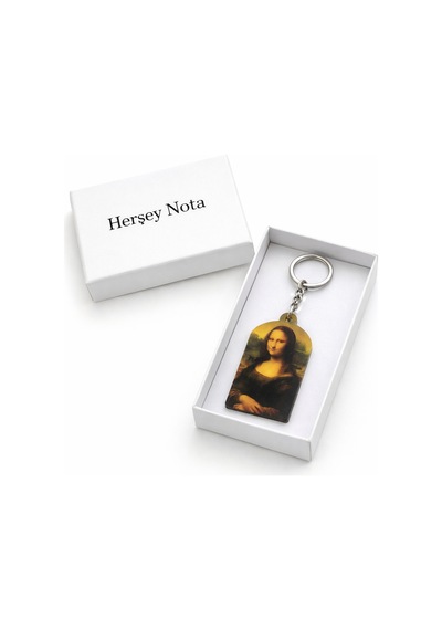 Mona Lisa Baskılı Metal Anahtarlık Sanatsal Tablo Figürlü Unisex
