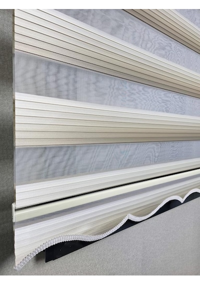 Bbb Geniş Pliseli Renk Geçişli Zebra Stor Perde Mz293 Kahve - Krem