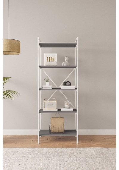 Nilamu Antrasit 65 Cm Kitaplık , Metal Aksamlı, Organizer, Ofis, Ev Antrasit