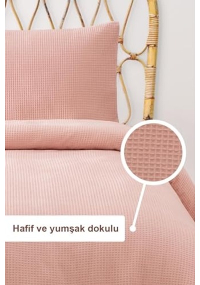 Waffle Tek Kişilik Pike Seti Pudra 160x220 Cm Genel