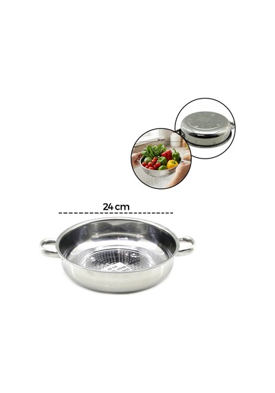 24cm Basık Süzek Metal Süzgeç Kulplu Bx40 Çok renkli