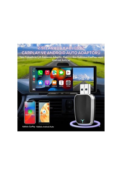 2'si 1 Arada Kablosuz Carplay & Android Auto Mini Usb Adaptör Type-c Otg Destekli Dönüştürücü Diğer