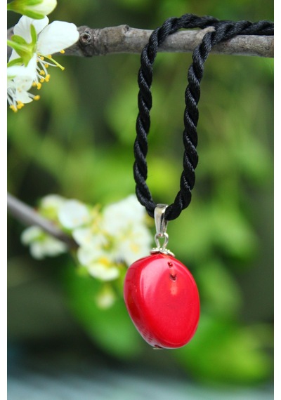 Stoneage Jewellery Mercan Doğal Taş Kararlılık Kadın Kolye Siyah