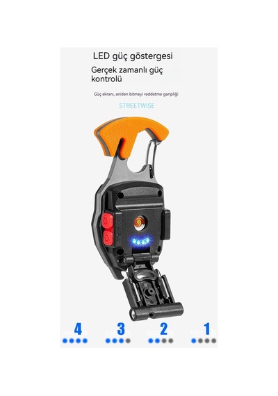 Çok Fonksiyonlu Şarj Edilebilir Led Anahtarlık Çakmak El Feneri Siyah