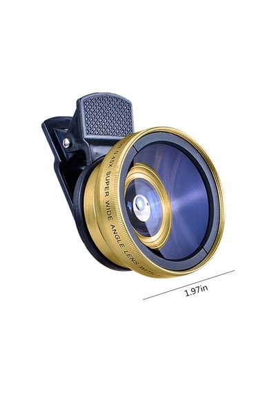 2 Si 1 Arada Klipsli Telefon Kamera Lensi 0.45x Ultra Geniş Açı 10x Makro 37mm Evrensel 49mm Uv Port Gold Gold