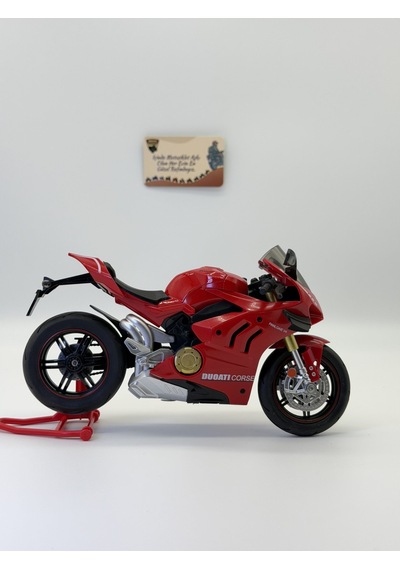 Ducati Panigale V4 Corse 1:10 Ölçek Sesli Işıklı Alloy Model Motosiklet Kırmızı Diecast