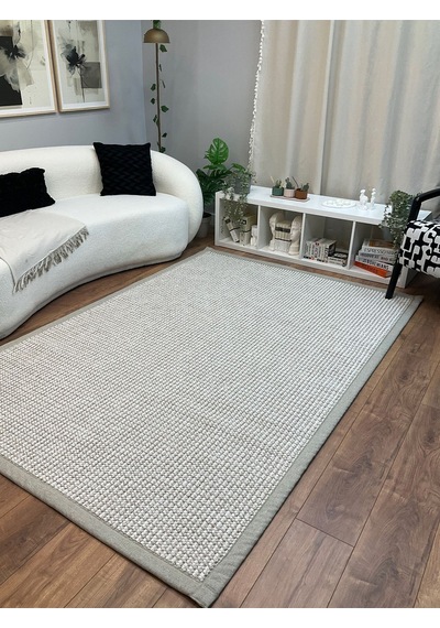 Saraz Halı Kumaş Bordür Bej Bukle Siyah Bordür Halı Salon Koridor Mutfak Çocuk Odası Halısı Kilim S263 Bej