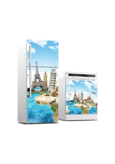 Buzdolabı Ve Bulaşık Makinası Beyaz Eşya Sticker Kaplama Dünyanın Ünlü Simgeleri Diğer