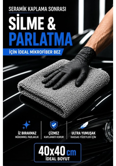 3'lü Mikrofiber Oto Cila Ve Parlatma Bezi 40x40 Cm 300 Kalite Lazer Kesim Ultra Soft Dikişsiz/kenarsız