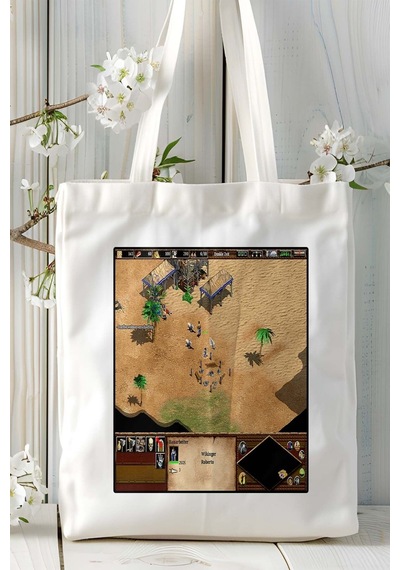 Art Hediye Age Of Empires Oyun Baskılı Bez Çanta Omuz Çantası Kişiye Özel Model 9 Çok Renkli