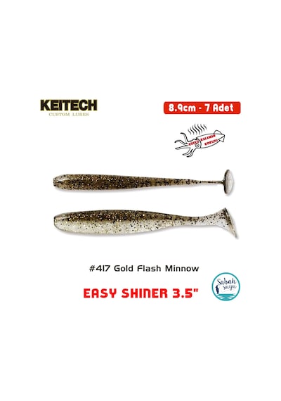 Keitech Easy Shiner 8.9cm 3.5" 417 Gold Flash Minnow Kokulu Silikon Balık