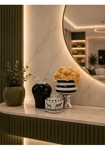 Dekoratif - Salon Seti Siyah Zebra At Gümüş