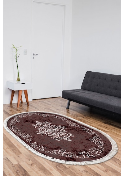 Eko Trend Djt Halı Yıkanabilir Kaymaz Taban 616 Oval Klasik Bordo