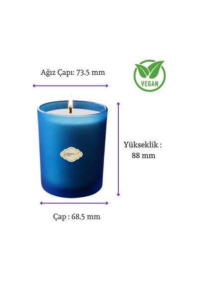 Mavi Buzlu Bardak Mum İçi %100 Soya Mum 405 Mavi - Beyaz