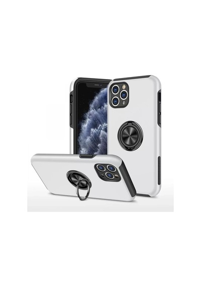 Newface Apple İphone 11 Pro Max Kılıf Elit Yüzüklü Kapak - Gümüş