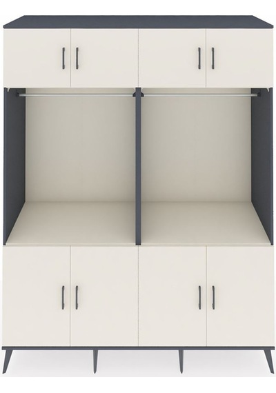 Kronos Gardrop 10 Raflı 8 Kapaklı 2 Askılı 176x59x221 Antrasit-aytaşı Beyaz Kronos Gardrop 10 Raflı 8 Kapaklı 2 Askılı 176x59x221 Antrasit-aytaşı Beyaz