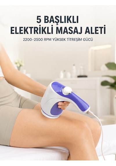 5 Başlıklı Elektrikli Masaj Aleti 2200-2500 Rpm Yüksek Titreşimli Vücut Bakım Ve Rahatlama Cihazı - Lisinya