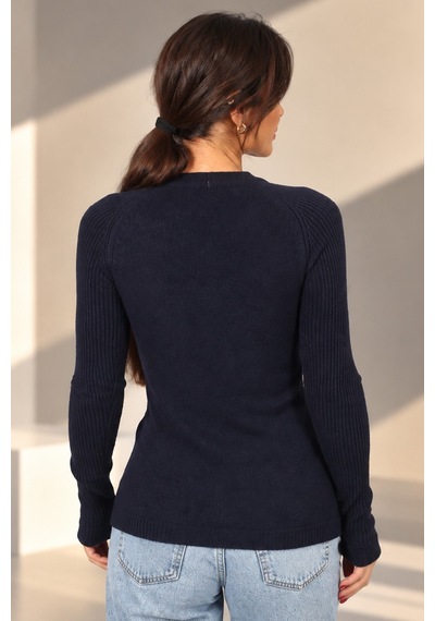 By Saygı Kadın Reglan Kollu Triko Bluz Lacivert