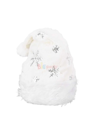 Yılbaşı Şapka Peluş Beyaz Kar Tanesi Baskılı Lüks Diğer