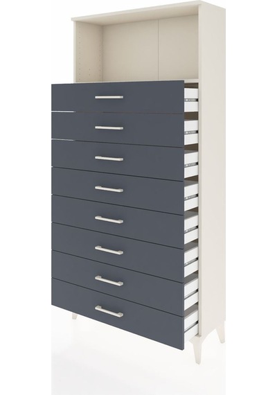 Arges Dolap Tek Raflı 8 Çekmeceli 88x30x182 Aytaşı-antrasit Aytaşı