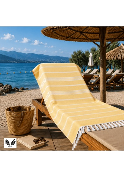 Pega Sultan Peştamal %100 Koton Sarı Plaj Havlusu 90 x 170 CM
