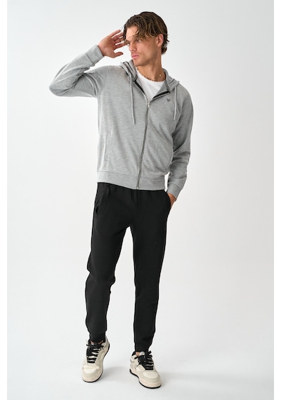 Dechers Tech Fleece Double Face Kapüşonlu Erkek Eşofman Takım E213-16 Açık Gri
