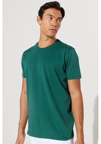 Ac&Co / Altınyıldız Classics Slim Fit Bisiklet Yaka Kısa Kol Pamuklu Erkek Tişört Koyu Yeşil