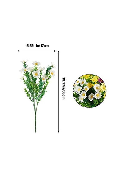 3lü Set Yapay Çiçek Papatya 5 Dallı Plastik Dekoratif Yapay Bitki