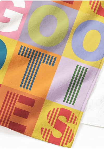 Renkli Tipografik Modern Plaj Havlusu-geometrik Pop Art Sarı Turuncu Hızlı Kuruyan Mikrofiber Havlu Eski Melon