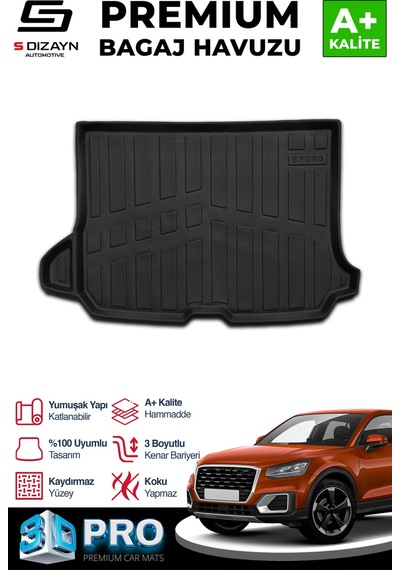S-dizayn Audi Q2 3d Pro Bagaj Havuzu 2016 Üzeri A+ Kalite
