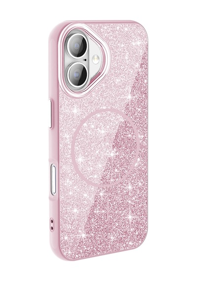 Apple Uyumlu iPhone 16 Plus Kılıf M-safe Şarj Özellikli Parlayan Simli Zore Okso Kapak Çok Renkli