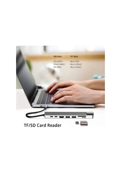 8 in 1 Ethernet SD - USB Type-C - Hub - HDMI Girişli Apple Uyumlu MacBook Çevirici