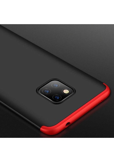 Noktaks - Huawei Mate 20 Pro Uyumlu Kılıf Parmak İzi Tutmayan Alt Üst Geçmeli 3 Parça Ays Kapak - Kırmızı - T6666