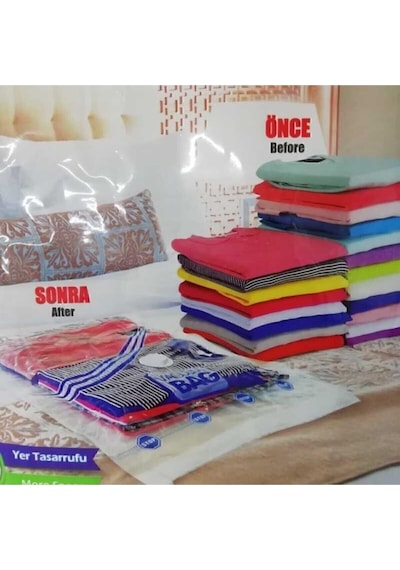 2 Adet Büyük Boy 80 Cm X 100 Cm Vakumlu Poşet Vakumlu Hurç Vakumlu Torba Yorgan Yastık Saklama Hurcu Diğer
