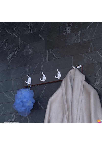 Modilayn Arı Serisi 12 Kancalı Banyo Askısı - 4'lü Set 61,4x9,6 Cm Ekstra Düzen Ve Yer Tasarrufu Antrasit